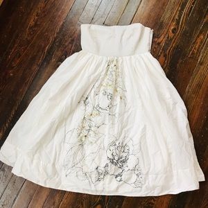 Anthropologie white strapless dress